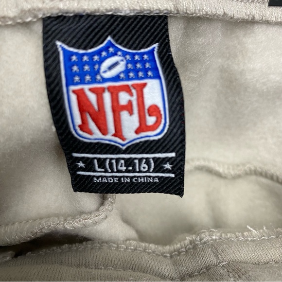 New $75 NFL Logo Dropped Crotch Slim Fit Sand Polyester Joggers BOY L(14/16) - Picture 5 of 9